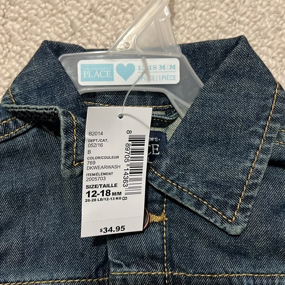 NWT - Unisex Denim Jacket.  Size 12-18 months. - Picture 2 of 5